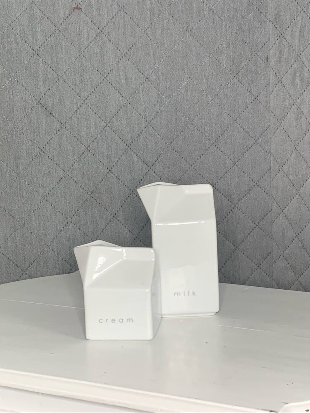 #152 White Ceramic Milk & Cream Pitcher Set